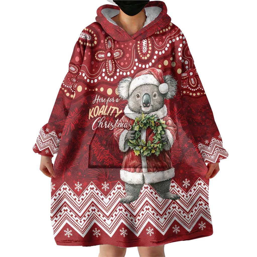 Here For A Koality Xmas Australia Abogirinal Wearable Blanket Hoodie Santa Koala - Aussie Hoodie