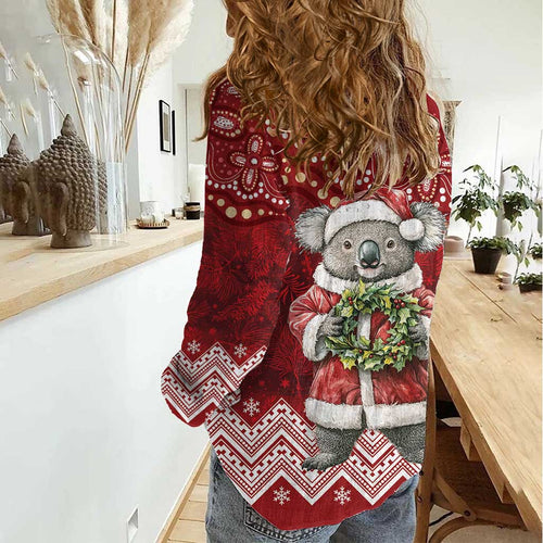 Here For A Koality Xmas Australia Abogirinal Women Casual Shirt Santa Koala - Aussie Hoodie