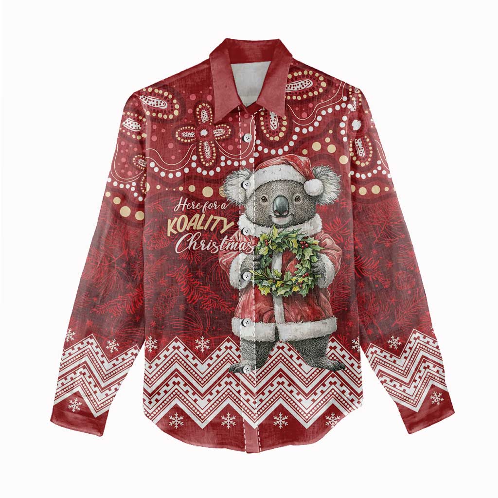 Here For A Koality Xmas Australia Abogirinal Women Casual Shirt Santa Koala - Aussie Hoodie