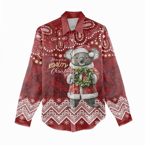 Here For A Koality Xmas Australia Abogirinal Women Casual Shirt Santa Koala - Aussie Hoodie