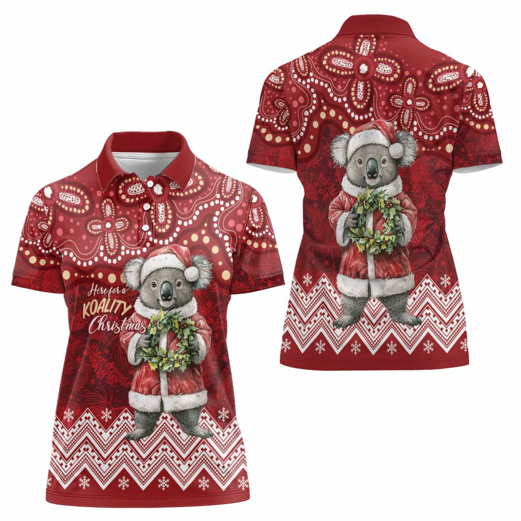 Here For A Koality Xmas Australia Abogirinal Women Polo Shirt Santa Koala - Aussie Hoodie