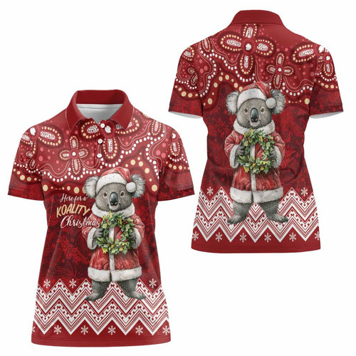Here For A Koality Xmas Australia Abogirinal Women Polo Shirt Santa Koala - Aussie Hoodie