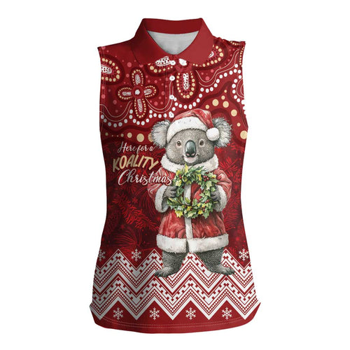 Here For A Koality Xmas Australia Abogirinal Women Sleeveless Polo Shirt Santa Koala - Aussie Hoodie