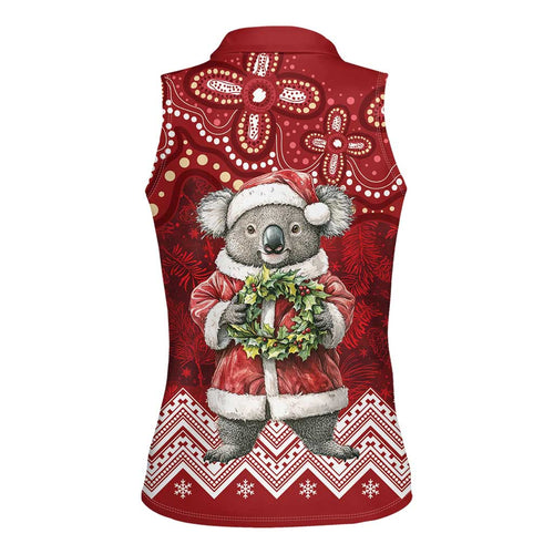 Here For A Koality Xmas Australia Abogirinal Women Sleeveless Polo Shirt Santa Koala - Aussie Hoodie