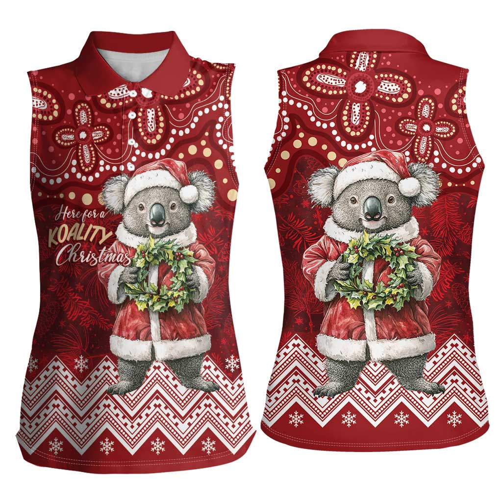 Here For A Koality Xmas Australia Abogirinal Women Sleeveless Polo Shirt Santa Koala - Aussie Hoodie