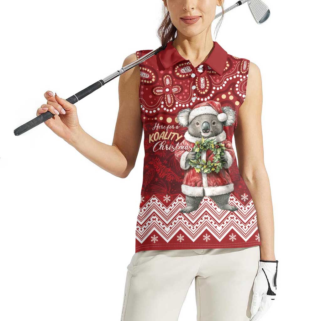 Here For A Koality Xmas Australia Abogirinal Women Sleeveless Polo Shirt Santa Koala - Aussie Hoodie
