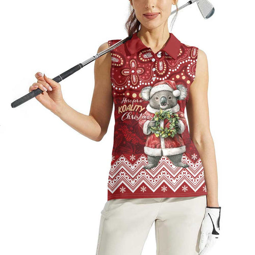 Here For A Koality Xmas Australia Abogirinal Women Sleeveless Polo Shirt Santa Koala - Aussie Hoodie