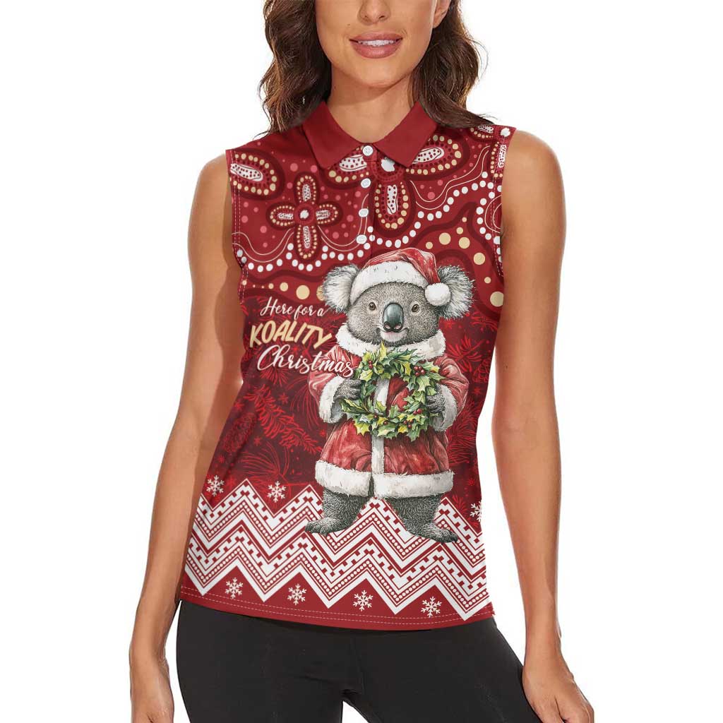 Here For A Koality Xmas Australia Abogirinal Women Sleeveless Polo Shirt Santa Koala - Aussie Hoodie