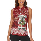 Here For A Koality Xmas Australia Abogirinal Women Sleeveless Polo Shirt Santa Koala - Aussie Hoodie