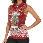 Here For A Koality Xmas Australia Abogirinal Women Sleeveless Polo Shirt Santa Koala - Aussie Hoodie