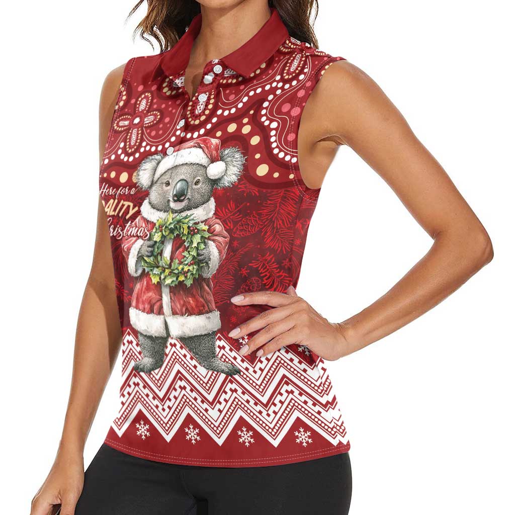 Here For A Koality Xmas Australia Abogirinal Women Sleeveless Polo Shirt Santa Koala - Aussie Hoodie