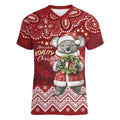 Here For A Koality Xmas Australia Abogirinal Women V-Neck T-Shirt Santa Koala - Aussie Hoodie