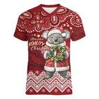 Here For A Koality Xmas Australia Abogirinal Women V-Neck T-Shirt Santa Koala - Aussie Hoodie