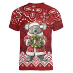 Here For A Koality Xmas Australia Abogirinal Women V-Neck T-Shirt Santa Koala - Aussie Hoodie