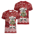 Here For A Koality Xmas Australia Abogirinal Women V-Neck T-Shirt Santa Koala - Aussie Hoodie