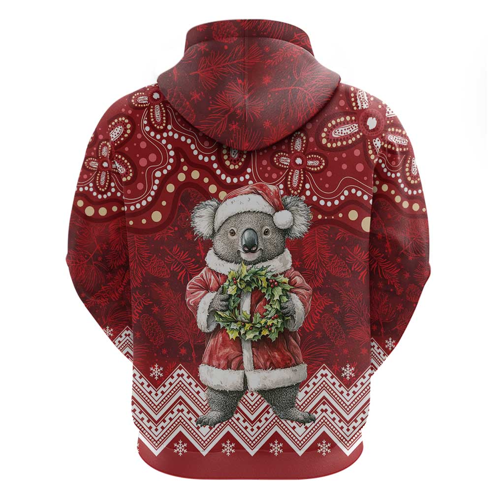 Here For A Koality Xmas Australia Abogirinal Zip Hoodie Santa Koala - Aussie Hoodie