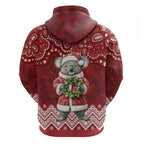 Here For A Koality Xmas Australia Abogirinal Zip Hoodie Santa Koala - Aussie Hoodie