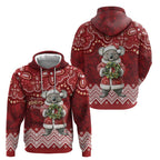 Here For A Koality Xmas Australia Abogirinal Zip Hoodie Santa Koala - Aussie Hoodie