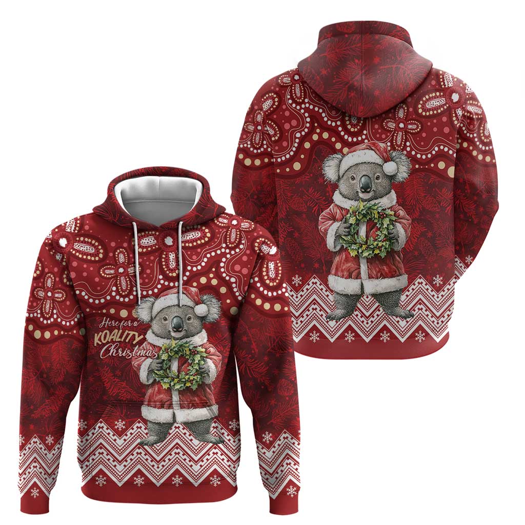 Here For A Koality Xmas Australia Abogirinal Zip Hoodie Santa Koala - Aussie Hoodie