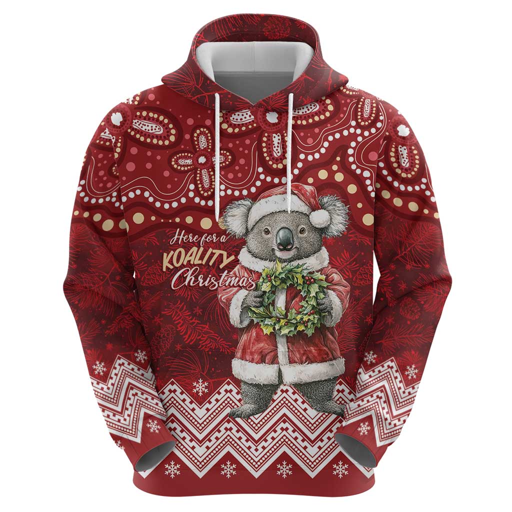 Here For A Koality Xmas Australia Abogirinal Zip Hoodie Santa Koala - Aussie Hoodie