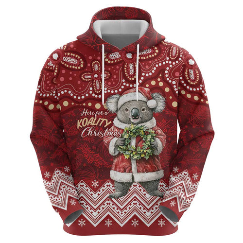 Here For A Koality Xmas Australia Abogirinal Zip Hoodie Santa Koala - Aussie Hoodie