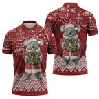 Here For A Koality Xmas Australia Abogirinal Zipper Polo Shirt Santa Koala - Aussie Hoodie