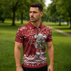 Here For A Koality Xmas Australia Abogirinal Zipper Polo Shirt Santa Koala - Aussie Hoodie