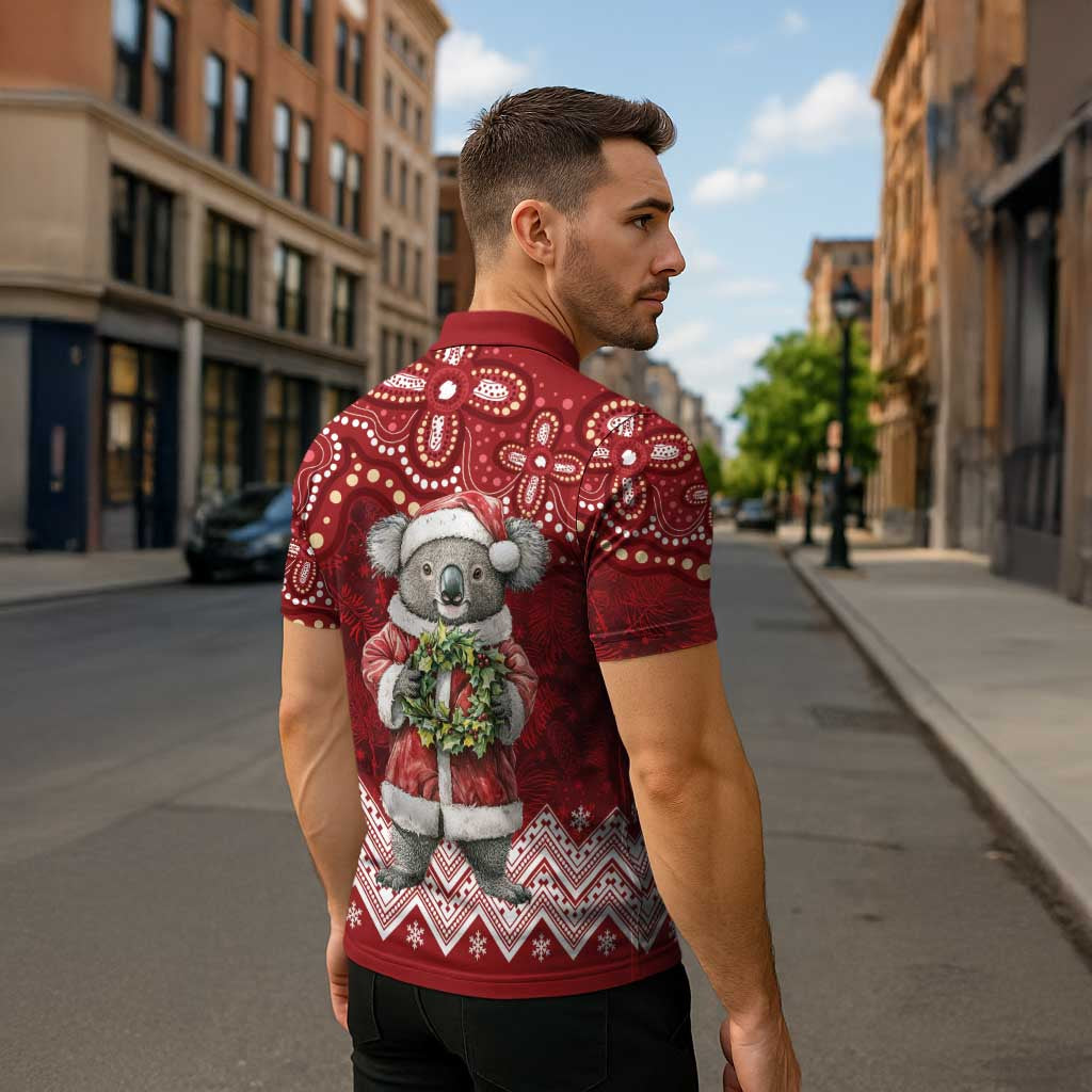 Here For A Koality Xmas Australia Abogirinal Zipper Polo Shirt Santa Koala - Aussie Hoodie