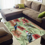 Australia Christmas Area Rug Kookaburra Santa on Callistemon - Pastel