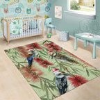 Australia Christmas Area Rug Kookaburra Santa on Callistemon - Pastel
