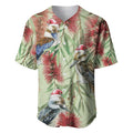 Australia Christmas Baseball Jersey Kookaburra Santa on Callistemon - Pastel