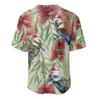 Australia Christmas Baseball Jersey Kookaburra Santa on Callistemon - Pastel