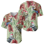 Australia Christmas Baseball Jersey Kookaburra Santa on Callistemon - Pastel