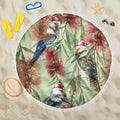 Australia Christmas Beach Blanket Kookaburra Santa on Callistemon - Pastel