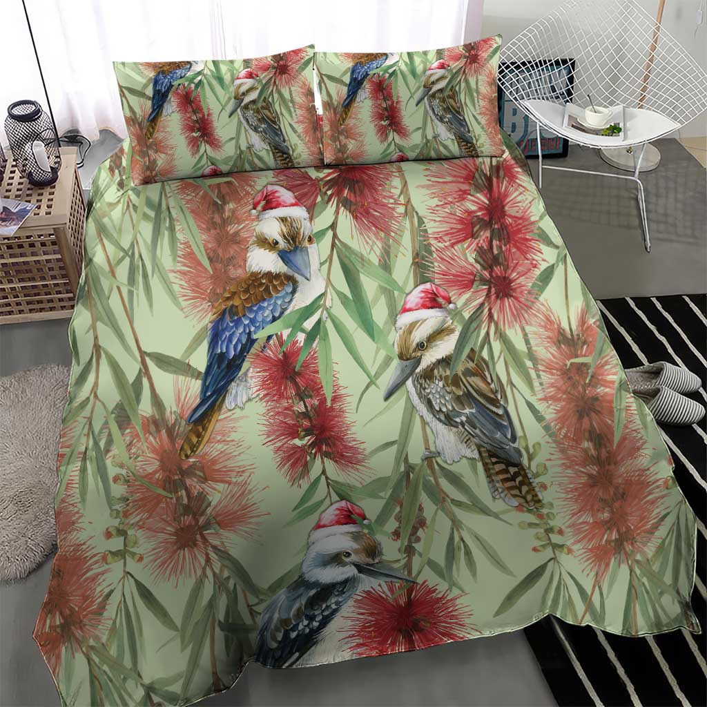 Australia Christmas Bedding Set Kookaburra Santa on Callistemon - Pastel