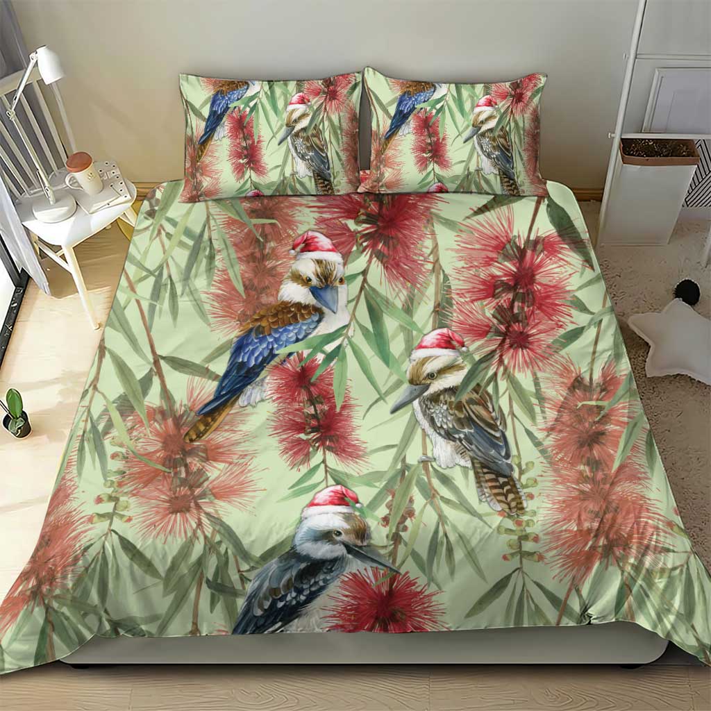 Australia Christmas Bedding Set Kookaburra Santa on Callistemon - Pastel