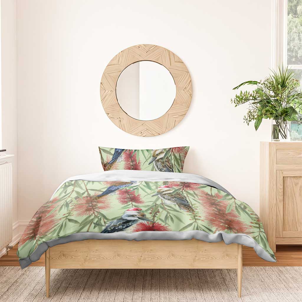 Australia Christmas Bedding Set Kookaburra Santa on Callistemon - Pastel