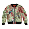 Australia Christmas Bomber Jacket Kookaburra Santa on Callistemon - Pastel