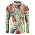 Australia Christmas Button Sweatshirt Kookaburra Santa on Callistemon - Pastel
