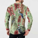 Australia Christmas Button Sweatshirt Kookaburra Santa on Callistemon - Pastel