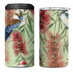Australia Christmas 4 in 1 Can Cooler Tumbler Kookaburra Santa on Callistemon - Pastel