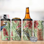 Australia Christmas 4 in 1 Can Cooler Tumbler Kookaburra Santa on Callistemon - Pastel
