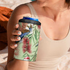 Australia Christmas 4 in 1 Can Cooler Tumbler Kookaburra Santa on Callistemon - Pastel