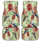 Australia Christmas Car Mats Kookaburra Santa on Callistemon - Pastel