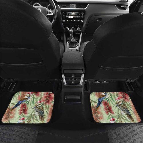 Australia Christmas Car Mats Kookaburra Santa on Callistemon - Pastel