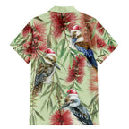 Australia Christmas Family Matching Mermaid Dress and Hawaiian Shirt Kookaburra Santa on Callistemon - Pastel