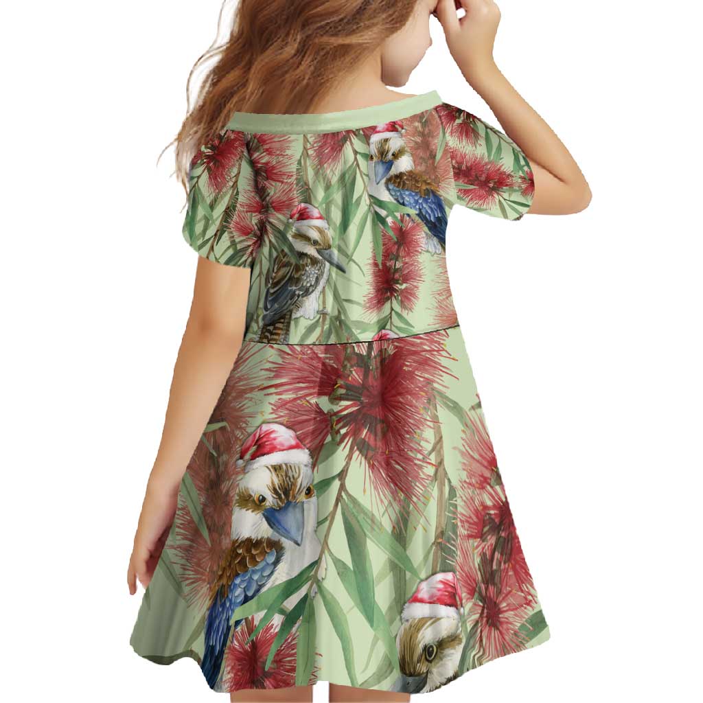 Australia Christmas Family Matching Summer Maxi Dress and Hawaiian Shirt Kookaburra Santa on Callistemon - Pastel
