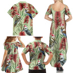 Australia Christmas Family Matching Summer Maxi Dress and Hawaiian Shirt Kookaburra Santa on Callistemon - Pastel