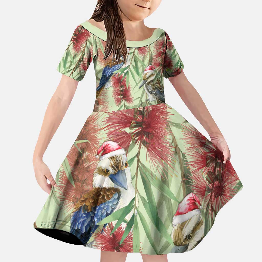 Australia Christmas Family Matching Tank Maxi Dress and Hawaiian Shirt Kookaburra Santa on Callistemon - Pastel