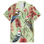 Australia Christmas Family Matching Tank Maxi Dress and Hawaiian Shirt Kookaburra Santa on Callistemon - Pastel